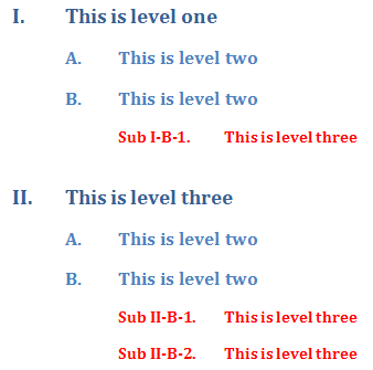 Numbering Level Text